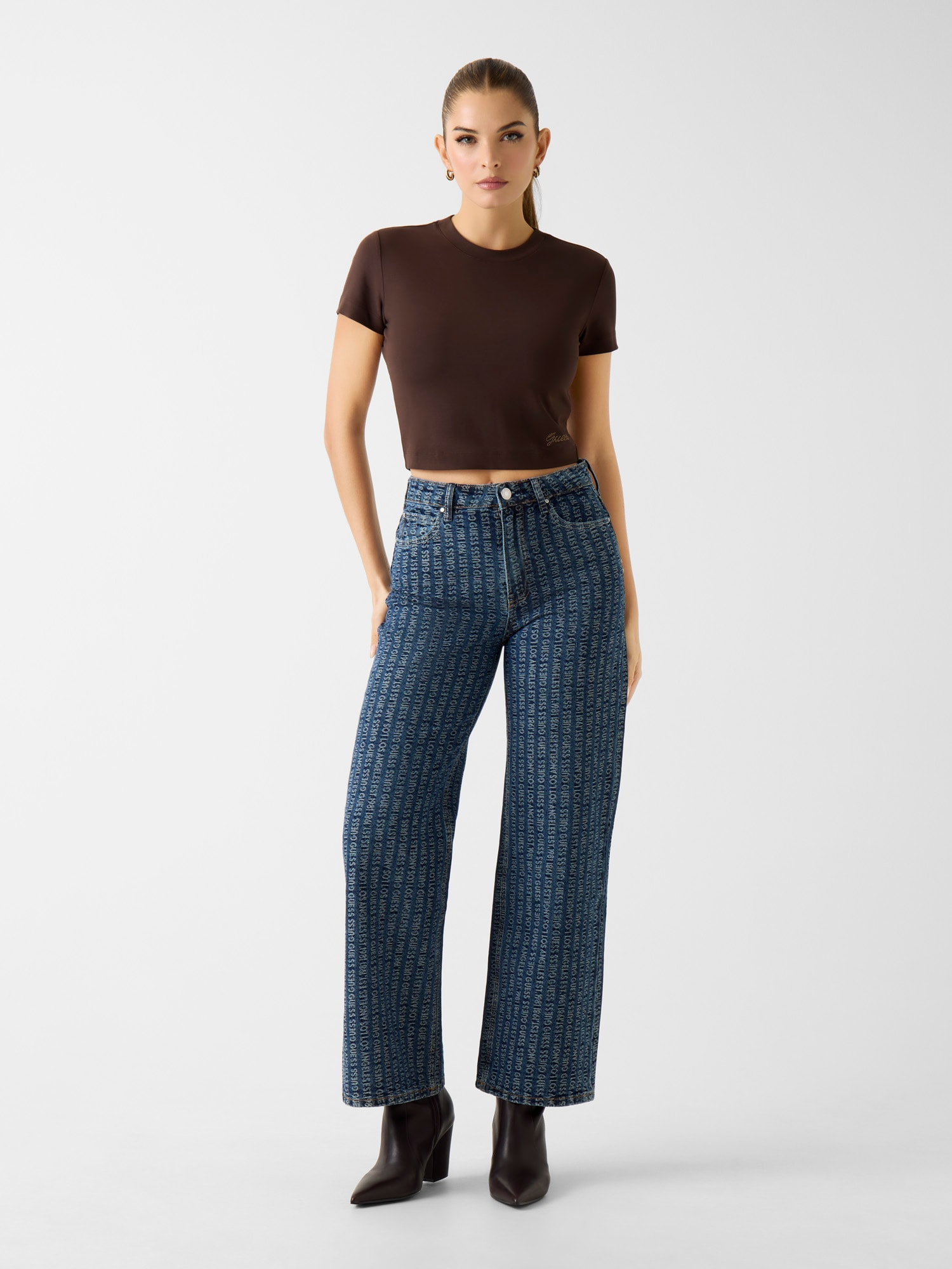 Джинсы Wide Leg с надписями